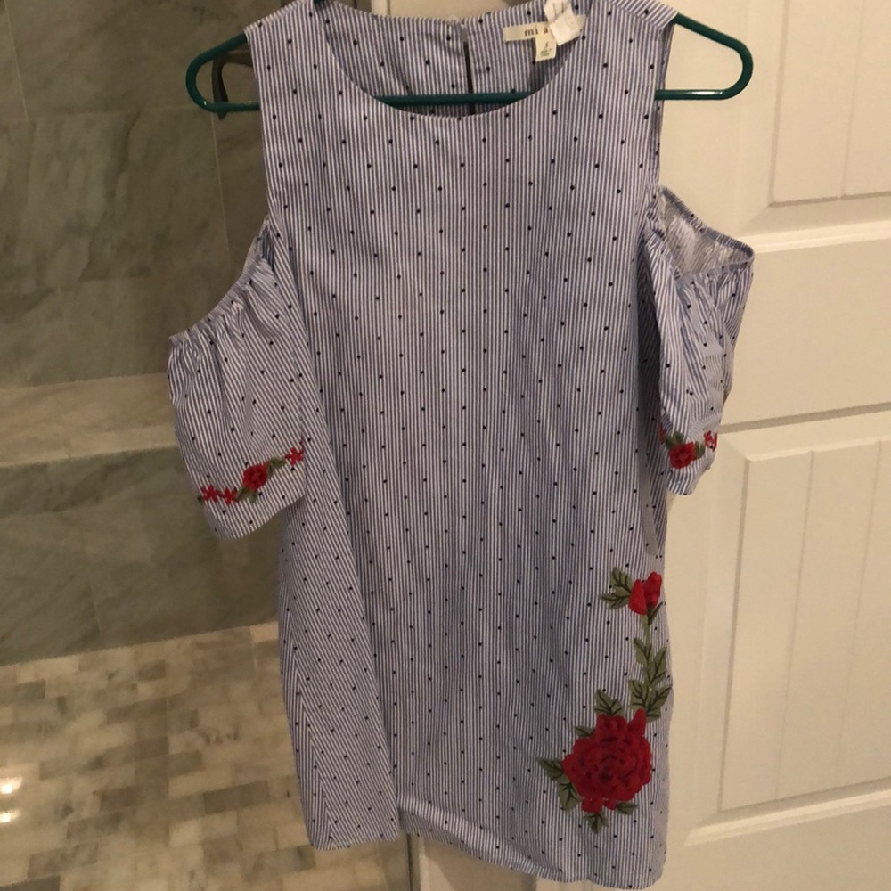 Embroidered off the shoulder dress